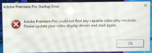 رفع خطای Adobe Premiere pro Startup Error Please update your video display